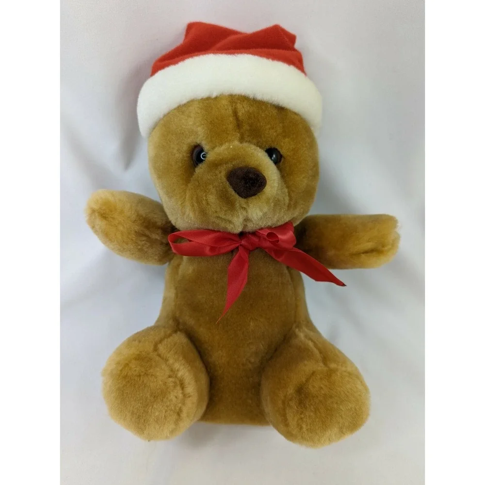 Sasco Brown Bear Plush 9 Inch Santa Hat‎ Stuffed Animal Toy